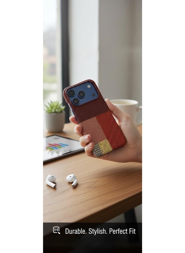 فوني Phoni Ultra Slim Magnetic Case for iPhone 17 Pro, Compatible with MagSafe, Thin Lightweight Matte Phone Case, Carbon Fiber Style Texture, Raised Camera Protection (Burnished Ember – Red Carbon) - Image 4